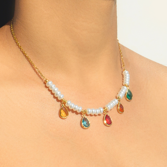 Rainbow Pearl Drop NeckChain