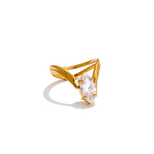 Golden Marquise Zircon Ring
