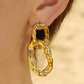 Gold plated oval link earrings