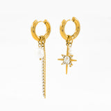 Gold Plated Celestial Mismatch Hoop Earrings