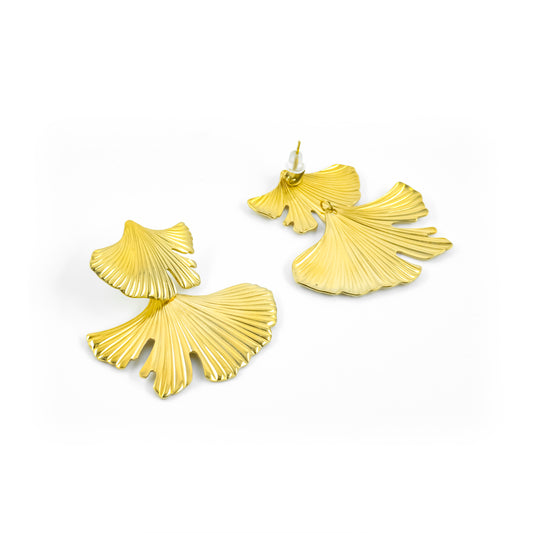 Gold plated vintage leaf earrings
