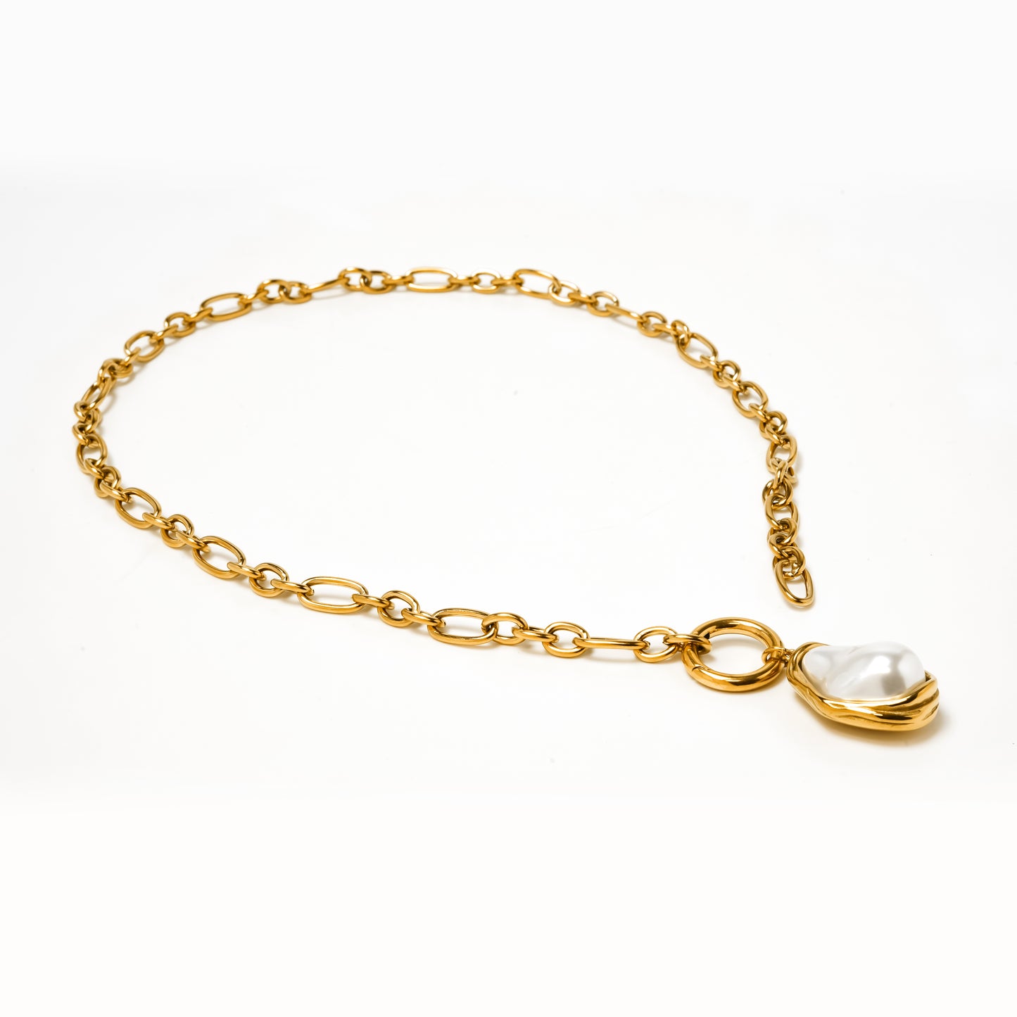 Pearl Charm Gold Plated Necklace