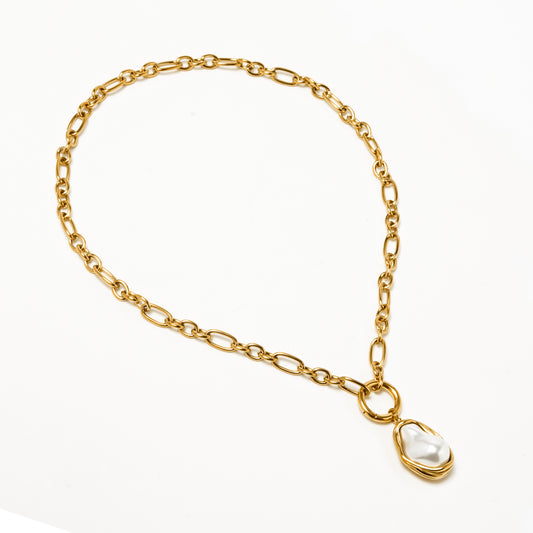 Pearl Charm Gold Plated Necklace