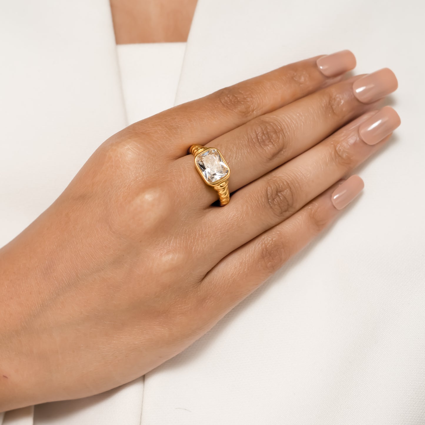 Gold Plated Ice Cube Ring