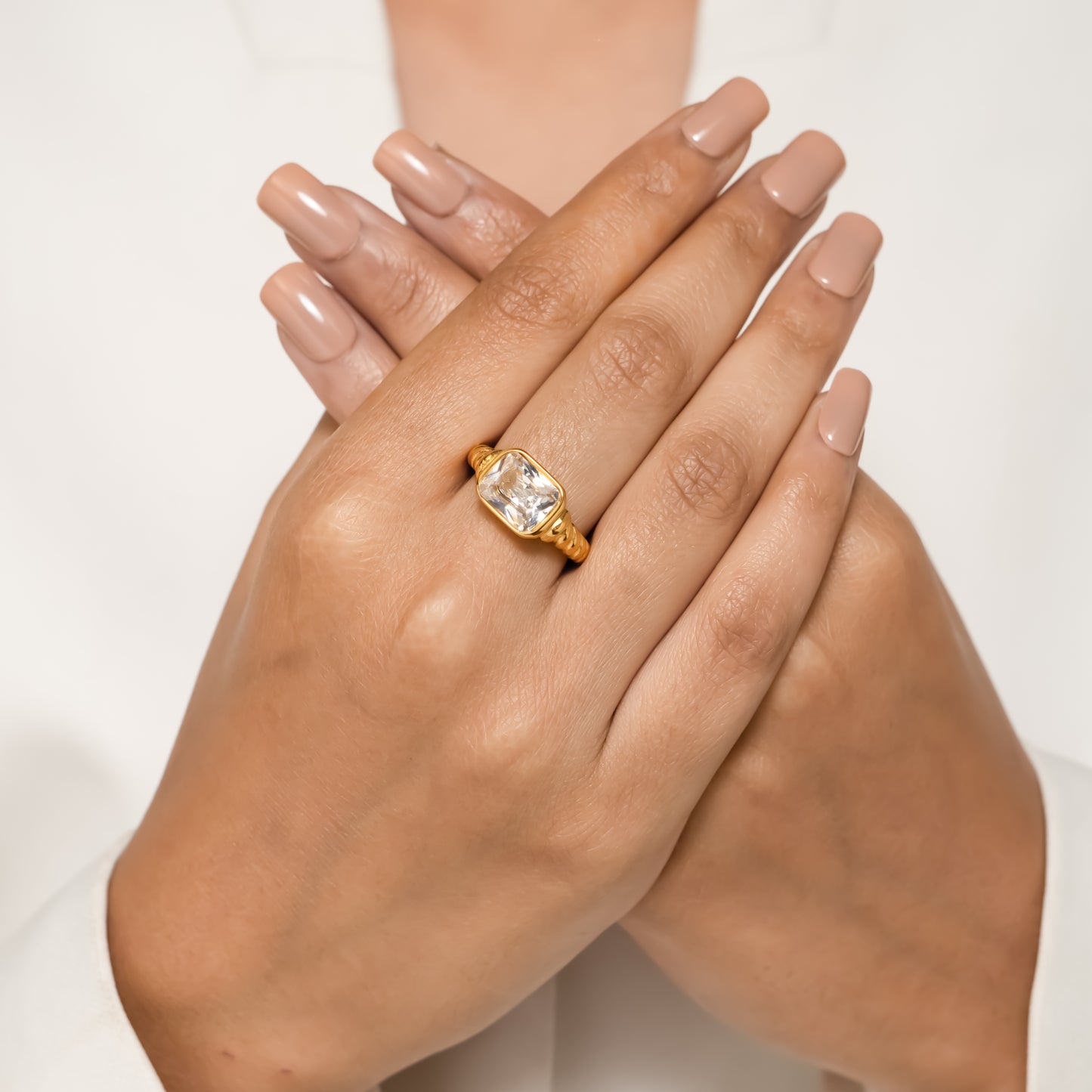 Gold Plated Ice Cube Ring