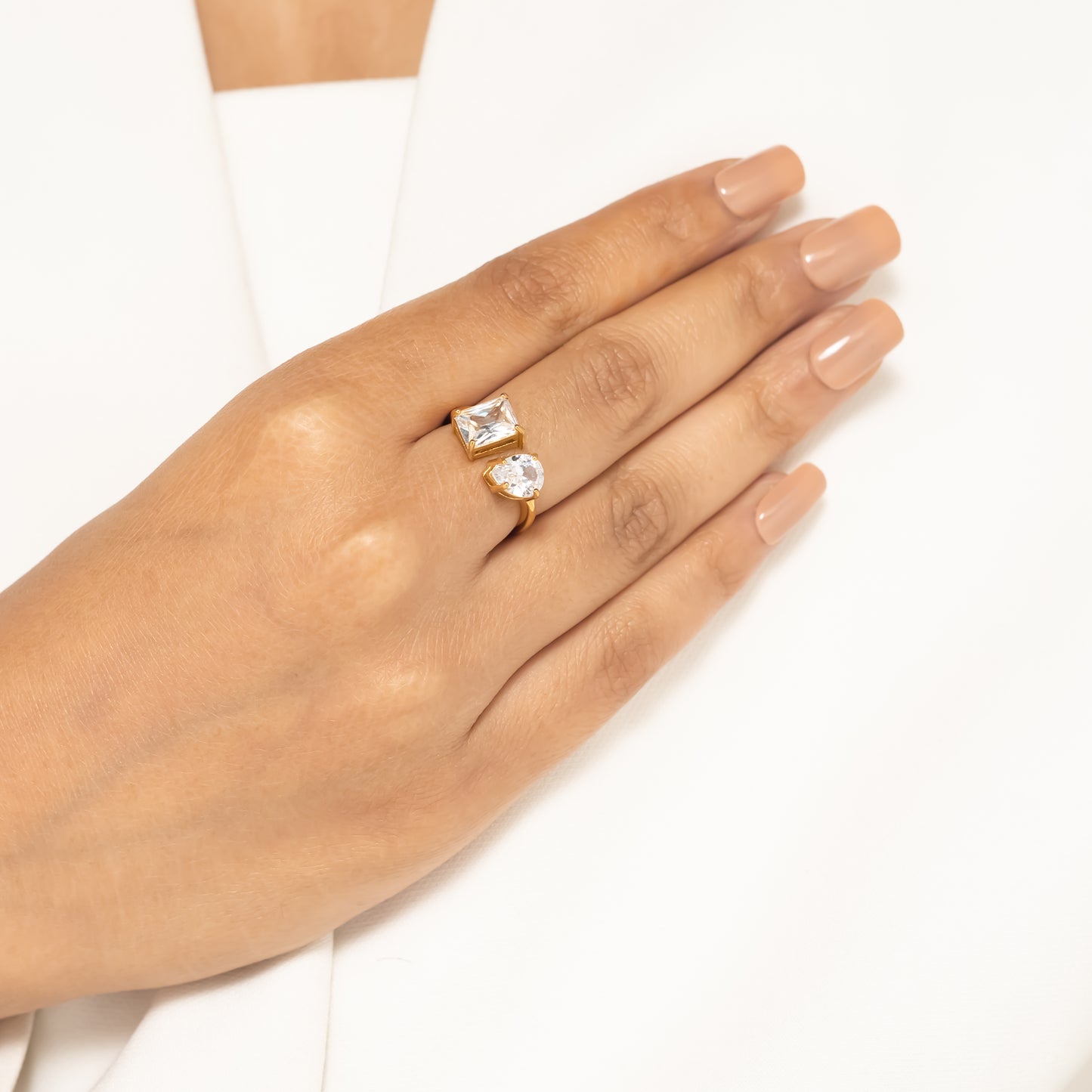 Gold Plated Twin Stone Ring