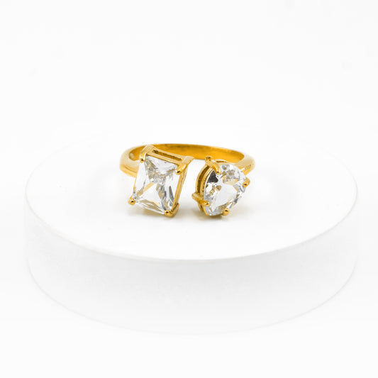 Gold Plated Twin Stone Ring