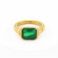 Gold Plated Green Ice Cube Ring