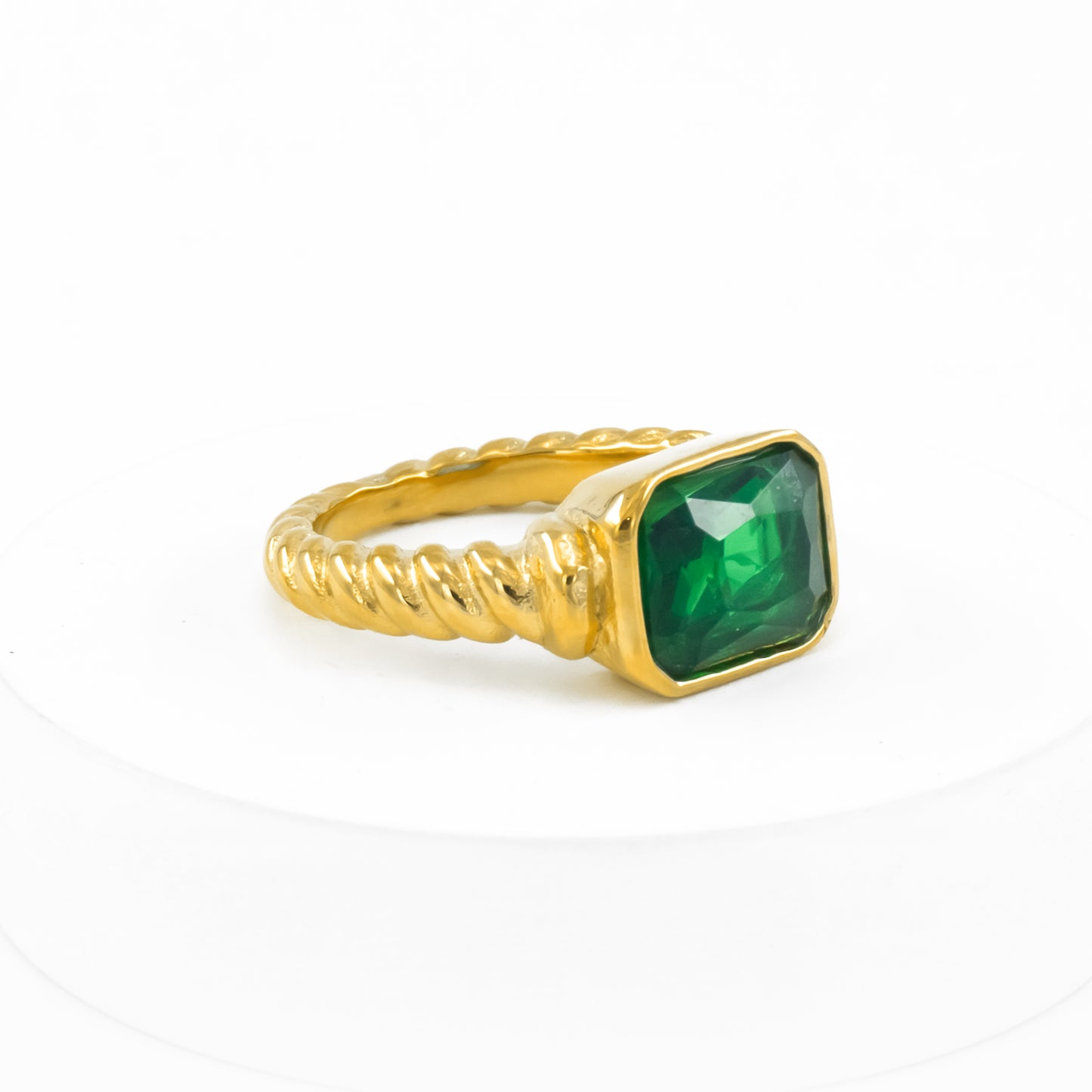 Gold Plated Green Ice Cube Ring
