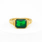 Gold Plated Green Ice Cube Ring